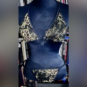 Elegant Black and Gold Bikini
